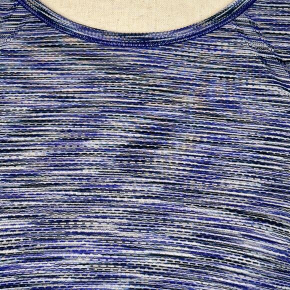 Athleta Medium Space Block Fastest Track Tee Top Ruched Space-Dye Short Sleeves - Picture 2 of 8